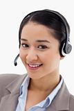 Portrait of a happy office worker posing with a headset
