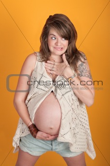 Scared Pregnant Woman