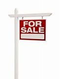 For Sale Real Estate Sign Isolated on a White Background - Facing Right.