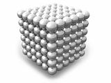 White cube of spheres isolated on white