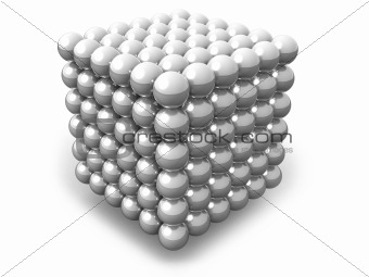 White cube of spheres isolated on white