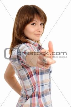  woman pointing at you