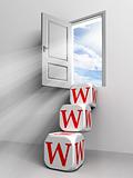 www conceptual door with sky 