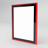 Red tablet with empty screen