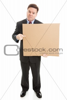 Sad Businessman with Cardboard Sign