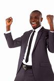 businessman rejoices in office