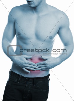 Man with stomach pain
