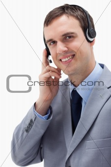 Businessman using headset