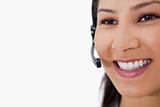 Smiling female call center agent