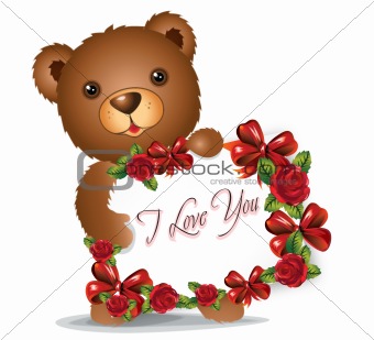 brown Teddy bear with greeting card