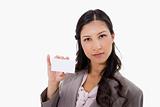 Businesswoman with her blank business card