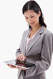Businesswoman using tablet