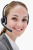 Smiling female call center agent working