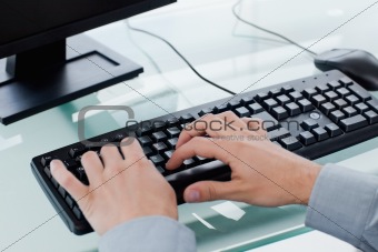 Masculine hands typing