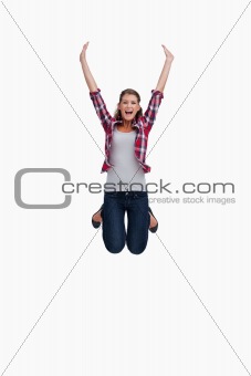 Portrait of a woman jumping