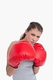 Portrait of a woman boxing