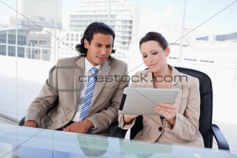 Business team using a tablet computer