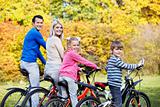 Family on bicycles