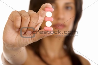 young woman with pills
