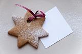 Holiday cookie star with paper note