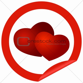 Round sticker with hearts