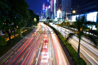 traffic in city at night