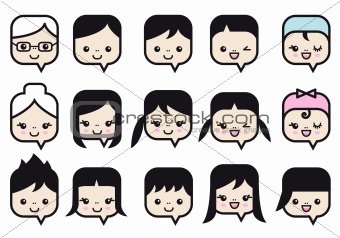 people faces vector icon set