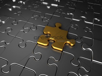 Gold and silver jigsaw puzzle pieces