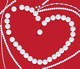 Pearl necklace of heart shape