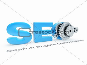 SEO text with gears