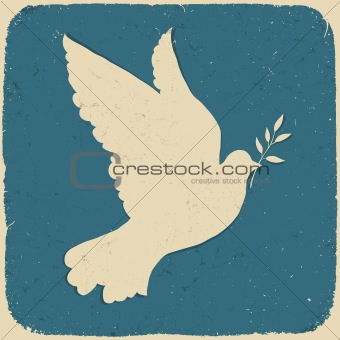 Dove of Peace. Retro styled illustration, vector, eps10.