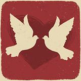 Two lovers doves. Retro styled illustration, vector, EPS10