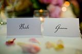 Wedding place card with Bride and Groom