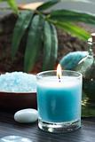 Spa setting with bath salt and candles