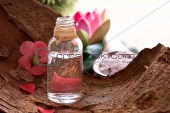 Spa setting with floral water
