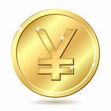 golden coin with yen sign