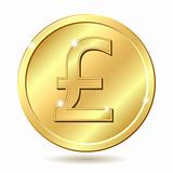 golden coin with pound sterling sign