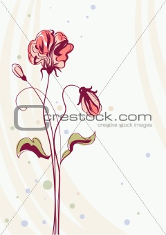 Greeting card with flowers, vector background 