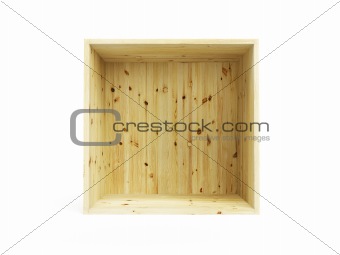 isolated empty pine box