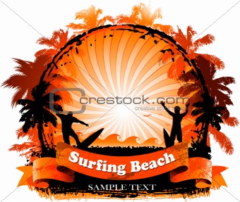 Orange Surfing Beach Design