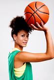 Beautiful woman with basketball