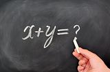 Question formula written on blackboard