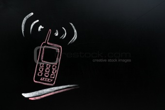 Cellphone background on blackboard