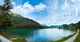 Alpine summer lake panorama