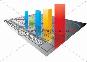 Vector 3D Color bar graph