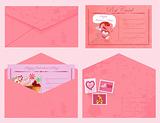 Valentine's day vintage postcards and envelopes.