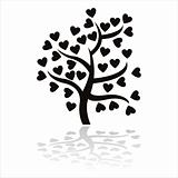 black tree icon with hearts