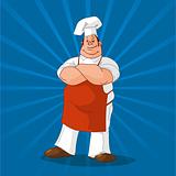 Confident Cook on Blue Background