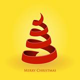 Red Christmas Tree on Gold Background