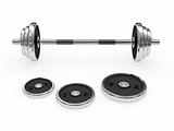 Weight barbell disposed horizontally